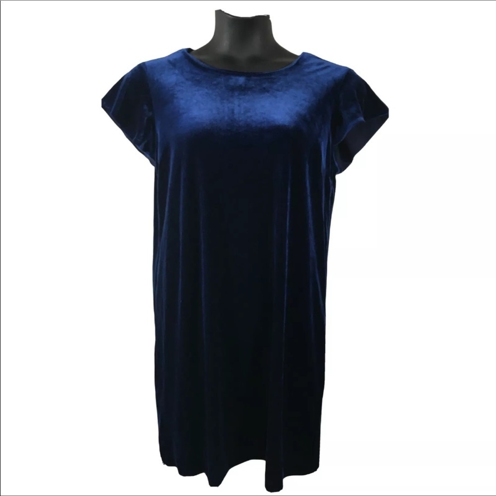 Cynthia Rowley Holiday velour Dress L Blue